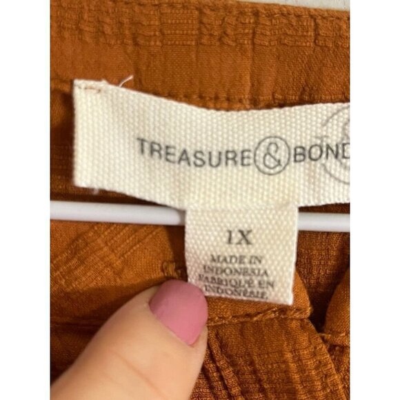 Retro Plaid Top 1x Orange Henley Fall Checks Boho Western Festive Holiday Chic - Picture 2 of 11